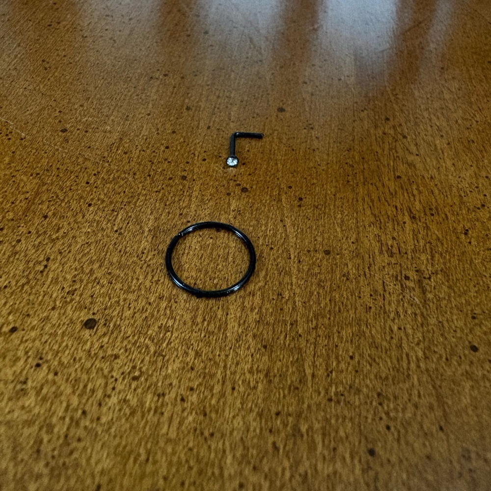 New Black Nose Ring Set Stud and Hoop